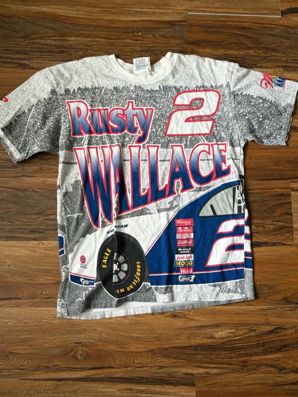 Chase Authentics Rusty Wallace AOP SZ XL NASCAR Red, Blue, White Graphic Tee - Picture 3 of 8